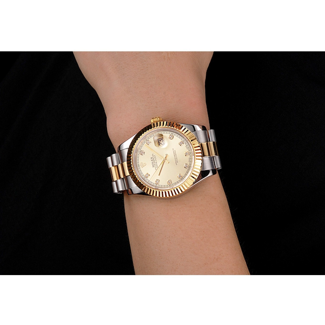 Aaa fake watches Datejust Bracelet Two Gold Case Bezel Tone Swiss Dial And Steel Rolex Stainless 0820